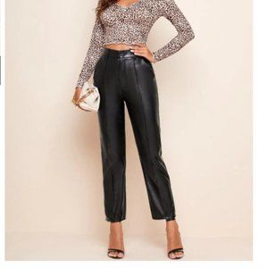 SHEIN Seam Front PU Leather Pants